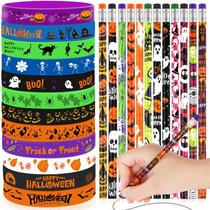 Conjunto de papelaria JUNEBRUSHS, lápis e pulseiras de Halloween, 72 unidades