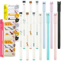 Conjunto de papelaria Outus Cute Cat Pens Gel Ink com notas adesivas