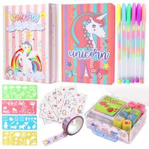 Conjunto de papelaria YOYTOO Unicorn com caderno, carimbos e canetas de 5 a 12 anos Conjunto de papelaria YOYTOO Unicorn com caderno, carimbos e canetas de 5 a 12 anos