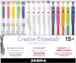 Conjunto de papelaria Zebra Pen Creative Essentials, pacote com 15
