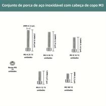 Conjunto de Parafusos e Porcas M3 em Aço Inoxidável - 150 Peças para Reparo e DIY