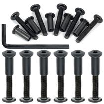 Conjunto de parafusos e porcas PGMJ M6 Barrel Nut Black Metal Metric (40 conjuntos)