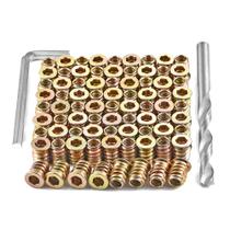 Conjunto de parafusos para móveis PGMJ 200 unidades de porcas de inserção rosqueadas M6x15mm Conjunto de parafusos para móveis PGMJ 200 unidades de porcas de inserção rosqueadas M6x15mm