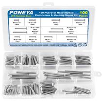 Conjunto de parafusos PONEYA Wall Switch Plate 100 unidades de aço inoxidável 304 Conjunto de parafusos PONEYA Wall Switch Plate 100 unidades de aço inoxidável 304