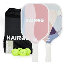 Conjunto de pás de pickleball aprovado pela Kairos USAPA com 2 raquetes e 4 bolas
