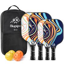 Conjunto de Pás de Pickleball Niupipo com 4 Bolas e Bolsa - Fibra de Vidro