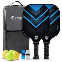 Conjunto de pás Pickleball Camocin Carbon Fiber, pacote com 2 acessórios