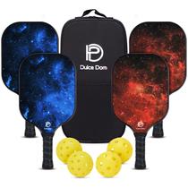 Conjunto de pás Pickleball DULCE DOM com 4 bolas de madeira e bolsa Conjunto de pás Pickleball DULCE DOM com 4 bolas de madeira e bolsa