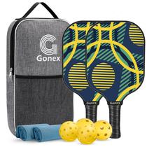 Conjunto de pás Pickleball Gonex Carbon Fiber com 4 bolas e bolsa