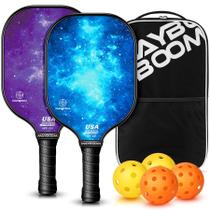 Conjunto de pás Pickleball Mayboom Fiberglass, pacote com 2 bolas e bolsa Conjunto de pás Pickleball Mayboom Fiberglass, pacote com 2 bolas e bolsa