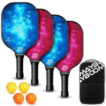 Conjunto de pás Pickleball Mayboom Fiberglass, pacote com 4 bolas e bolsa