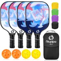 Conjunto de pás Pickleball niupipo com superfície de fibra de vidro branca