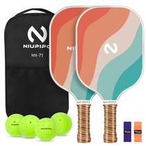 Conjunto de pás Pickleball niupipo MX-71 em fibra de carbono, pacote com 2 unidades Conjunto de pás Pickleball niupipo MX-71 em fibra de carbono, pacote com 2 unidades