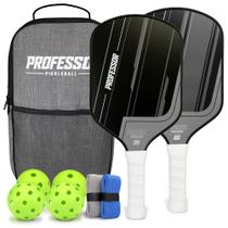 Conjunto de pás Pickleball Professor Premier Fiberglass x2 +4 bolas