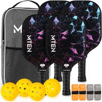 Conjunto de pás Pickleball, superfície de fibra de vidro MTEN, aprovado pela USAPA Conjunto de pás Pickleball, superfície de fibra de vidro MTEN, aprovado pela USAPA