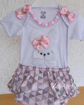 Conjunto de páscoa com calcinha bunda rica de babadinho menina