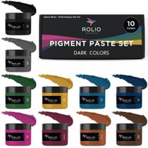 Conjunto de Pasta Pigmentada Rolio 10 Cores Escuras 29 g em Potes Conjunto de Pasta Pigmentada Rolio 10 Cores Escuras 29 g em Potes
