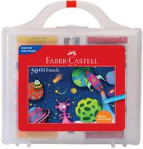 Conjunto de pastéis a óleo Faber-Castell de 50 cores com estojo fácil de transportar