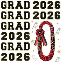 Conjunto de patches Lyrow Grad 2026 em chenille 5,5 cm preto e dourado