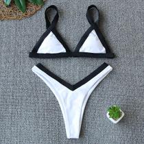 Conjunto de patchwork de biquíni feminino maiô de duas peças sutiã preenchido roupa de banho roupa de praia