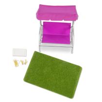 Conjunto de pátio Lori Garden Furniture para minibonecas de 15 cm para crianças a partir de 3 anos