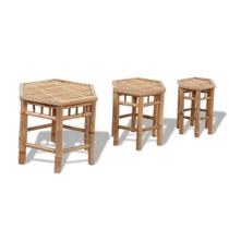 Conjunto de pátio vidaXL Bamboo resistente às intempéries com almofadas