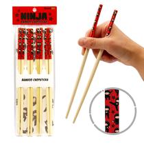 Conjunto de pauzinhos GAMAGO Ninja 2 Bamboo 4 pares de 23,5 cm reutilizável Conjunto de pauzinhos GAMAGO Ninja 2 Bamboo 4 pares de 23,5 cm reutilizável