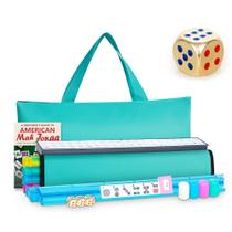 Conjunto de peças de Mahjong FARINOK com 166 peças e bolsa verde-clara Conjunto de peças de Mahjong FARINOK com 166 peças e bolsa verde-clara