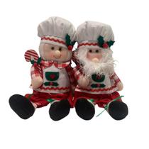 Conjunto de peças decorativas de natal em tecido e areia - papai e mamae noel chefs - plo0010