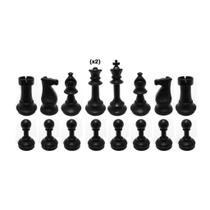 Conjunto de Peças Xadrez Oficial -2 Rainhas - Preto -Ludens