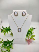 Conjunto de pedras naturais opala cravado com zircônia Conjunto de pedras naturais opala cravado com zircônia