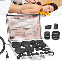 Conjunto de pedras quentes de massagem Granpay 18 Stones com caixa de aquecimento