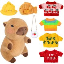 Conjunto de Pelúcia Kireidane Capybara com 7 Roupas e Acessórios