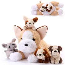 Conjunto de Pelúcia Skylety Cachorra Mamãe com 4 Filhotes Mini Conjunto de Pelúcia Skylety Cachorra Mamãe com 4 Filhotes Mini
