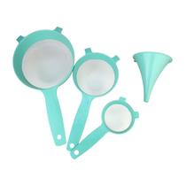 Conjunto de Peneiras de Plástico com Funil Verde 4 Peças