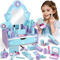 Conjunto de Penteadeira Infantil de Madeira Toyssa com Espelho e 12 Acessórios Conjunto de Penteadeira Infantil de Madeira Toyssa com Espelho e 12 Acessórios