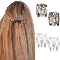 Conjunto de pentes de cabelo Camila Paris Onyx and Pearl French 4 peças Conjunto de pentes de cabelo Camila Paris Onyx and Pearl French 4 peças