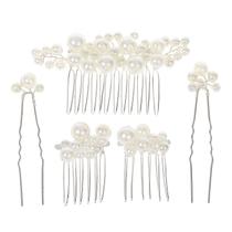 Conjunto de pentes de cabelo Spry Wedding Pearl, 5 peças para mulheres noivas Conjunto de pentes de cabelo Spry Wedding Pearl, 5 peças para mulheres noivas