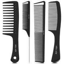 Conjunto de Pentes Profissionais Salon Silk - 4 Peças (Dente Largo e Rabo de Rato) Conjunto de Pentes Profissionais Salon Silk - 4 Peças (Dente Largo e Rabo de Rato)