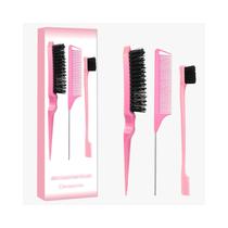 Conjunto de pentes Xiangwenlan Pink de 3 peças para crianças com pincel estilizador Conjunto de pentes Xiangwenlan Pink de 3 peças para crianças com pincel estilizador