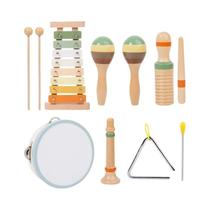 Conjunto De Percussão Xilofone De Madeira Para Crianças 6 Em 1 Kit De Descoberta Musical Brinquedos