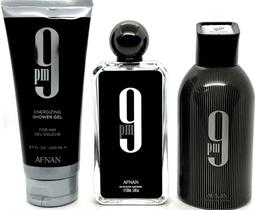 Conjunto de perfumes Afnan às 21h para homens (100 ml de água de perfume, 150 ml de gel de banho e 150 ml de desodorante de perfume)