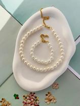 Conjunto de pérolas Colar e pulseiras perolas G banhado