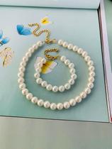 Conjunto de pérolas Colar e pulseiras perolas G banhado