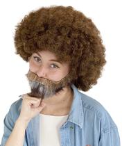 Conjunto de peruca e barba HPO Adult Unissex 80's Painter Brown Afro Conjunto de peruca e barba HPO Adult Unissex 80's Painter Brown Afro