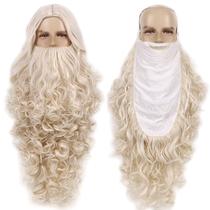 Conjunto de peruca e barba Papai Noel, 71 cm de comprimento, encaracolado - bege Conjunto de peruca e barba Papai Noel, 71 cm de comprimento, encaracolado - bege