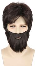 Conjunto de peruca e barba Topcosplay Black Short para homens Conjunto de peruca e barba Topcosplay Black Short para homens