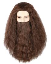 Conjunto de peruca e barba Topcosplay Long Straight Light Brown