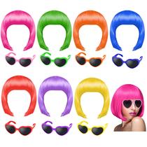 Conjunto de perucas e óculos de sol PLULON Neon Short Bob Wig