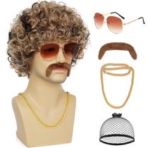 Conjunto de perucas Tereshar 70s 80s Disco Curly Blonde Brown